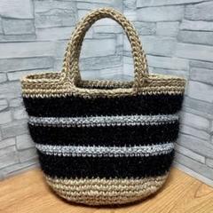 ハンドメイド　キラキラ麻紐バッグ