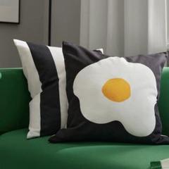 IKEA オーゴンロックスマル クッションカバー ブラック/ホワイト 2点