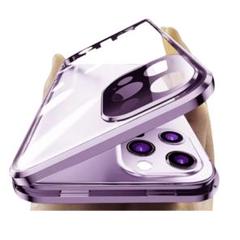 全面カバー iPhone14 ケース アルミバンパー ガラス 透明