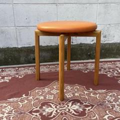 高品質◾️匠工芸 TAKUMI オレンジ座面 ラウンドスツール 丸椅子 丸イス