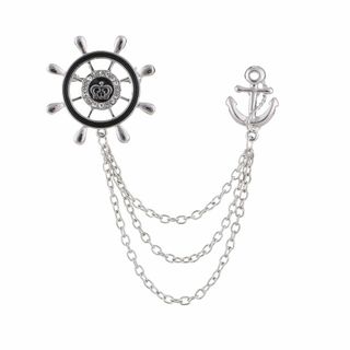 【色:シルバー】WOWTAC 王冠 の 舵 ラペルピン メンズ アクセサリー チ