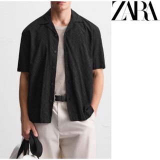 送料無料 新品 ZARA ジオメトリック ジャカードシャツ USサイズL