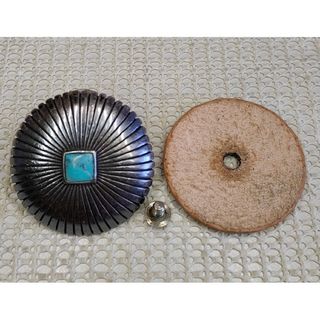 ネジ式 コンチョ 35mm シルバー925 銀製 ターコイズ ヴィンテージ
