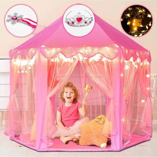 キッズテント 女の子のおもちゃハウス 可愛い子供用テントハウス プリンセスの城型