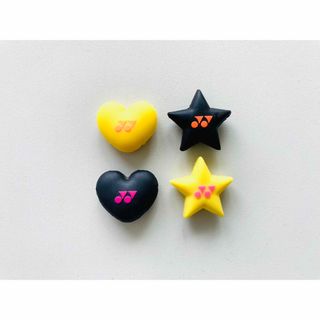 ヨネックス／YONEX『スター＆ハート』テニス振動止め4個セット／イエロー／黒